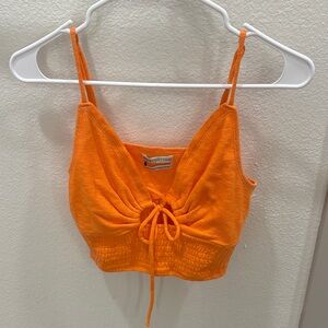 Orange Ruched Crop Top